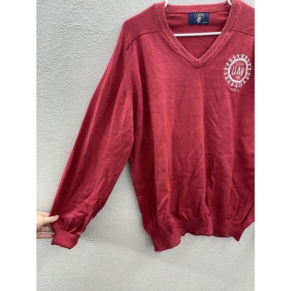 Mens Crown Club Sweater Size XL Red Embroidered Local UAW Union Auto Workers - Picture 2 of 12